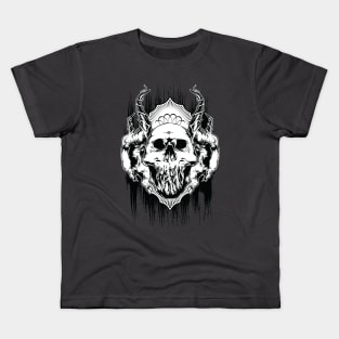 Horned Skull with Crown Halloween Graphic Kids T-Shirt